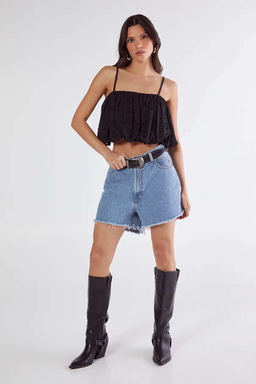 Black Puffball Cami Top