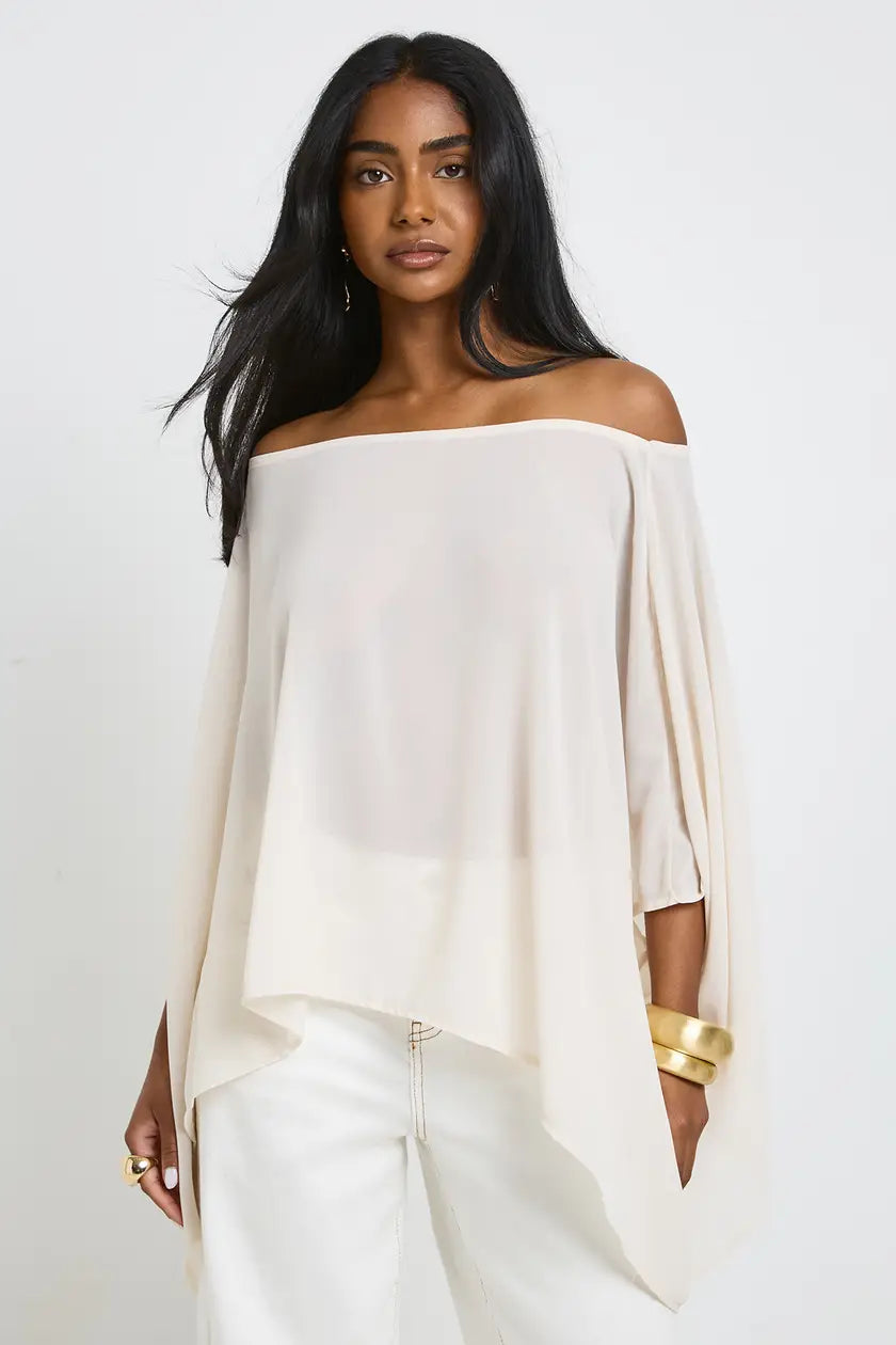 Chiffon Off The Shoulder Cape Top