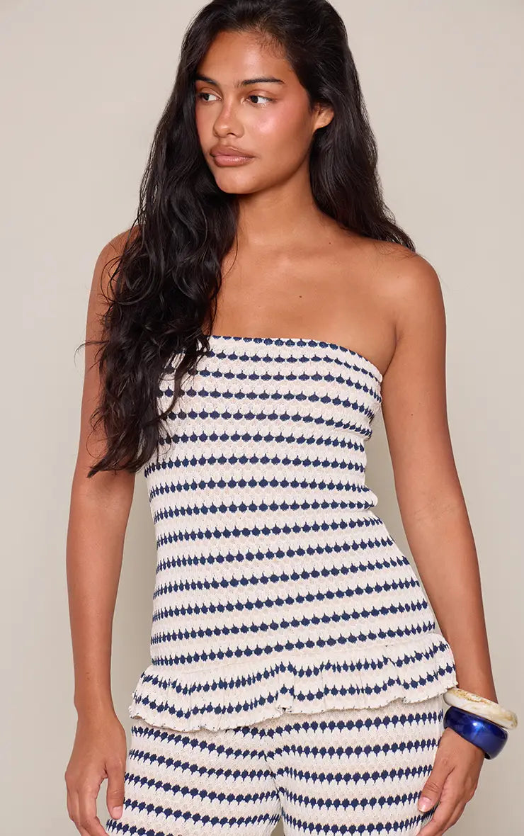 Stripe Crochet Bandeau Top Co-ord