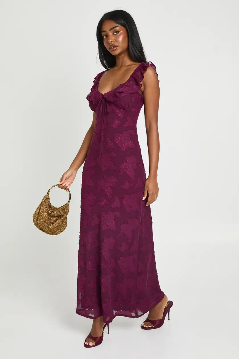 Burnout Ruffle Strap Slip Dress