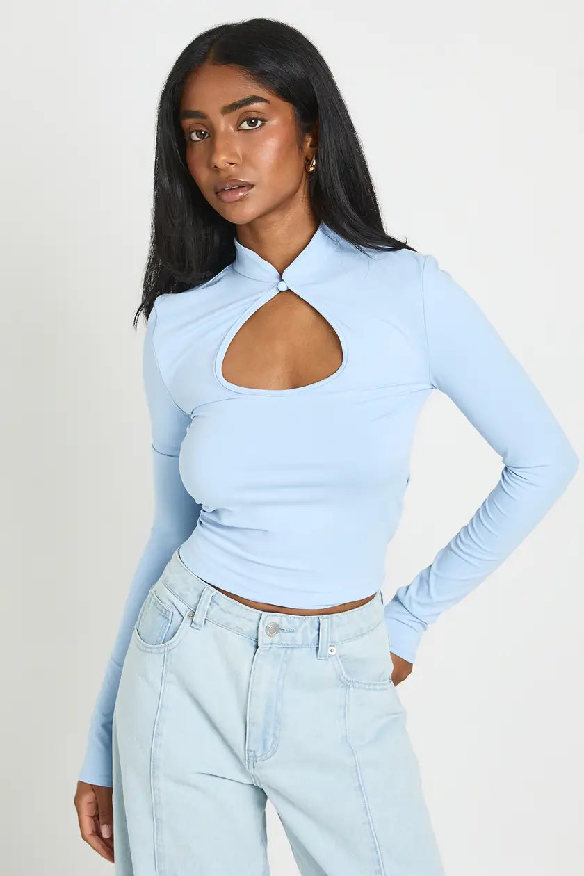Long Sleeve Keyhole Top