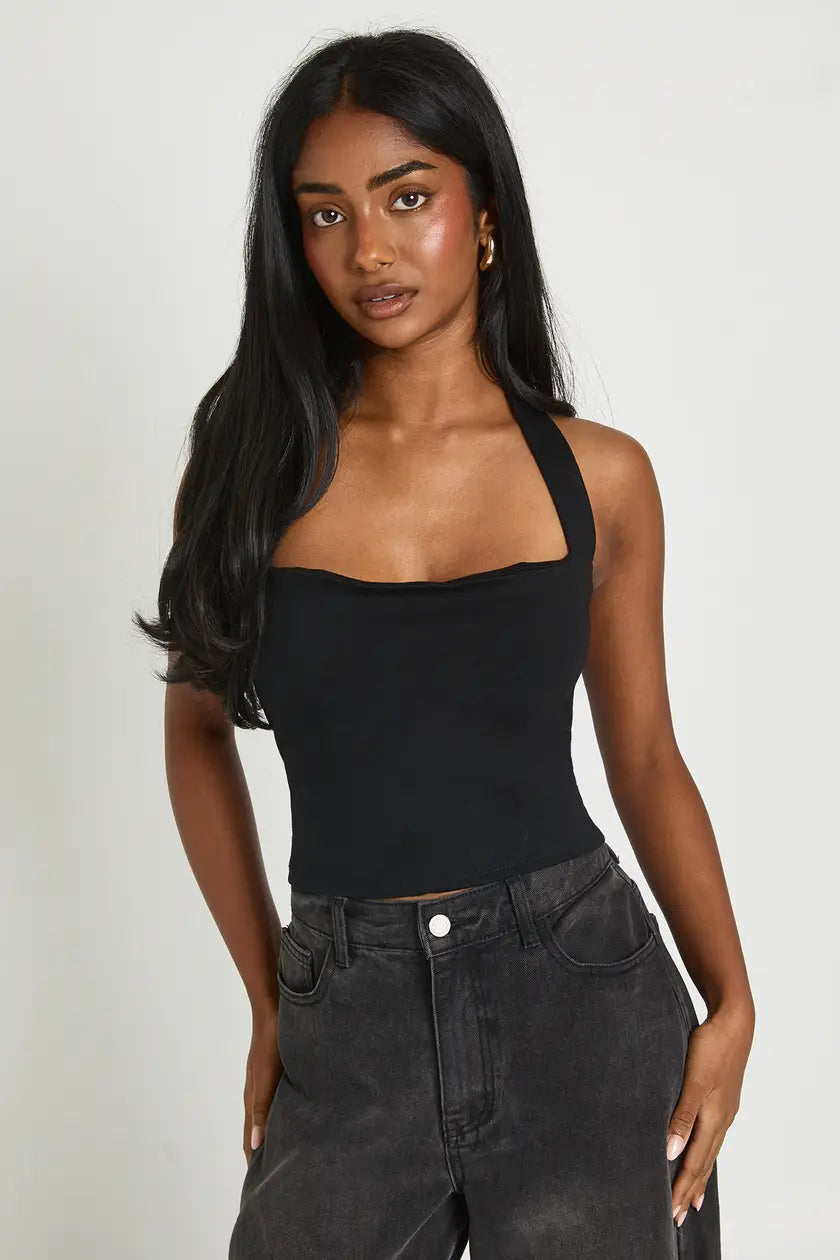 Stretch Contour Halterneck Corset Top