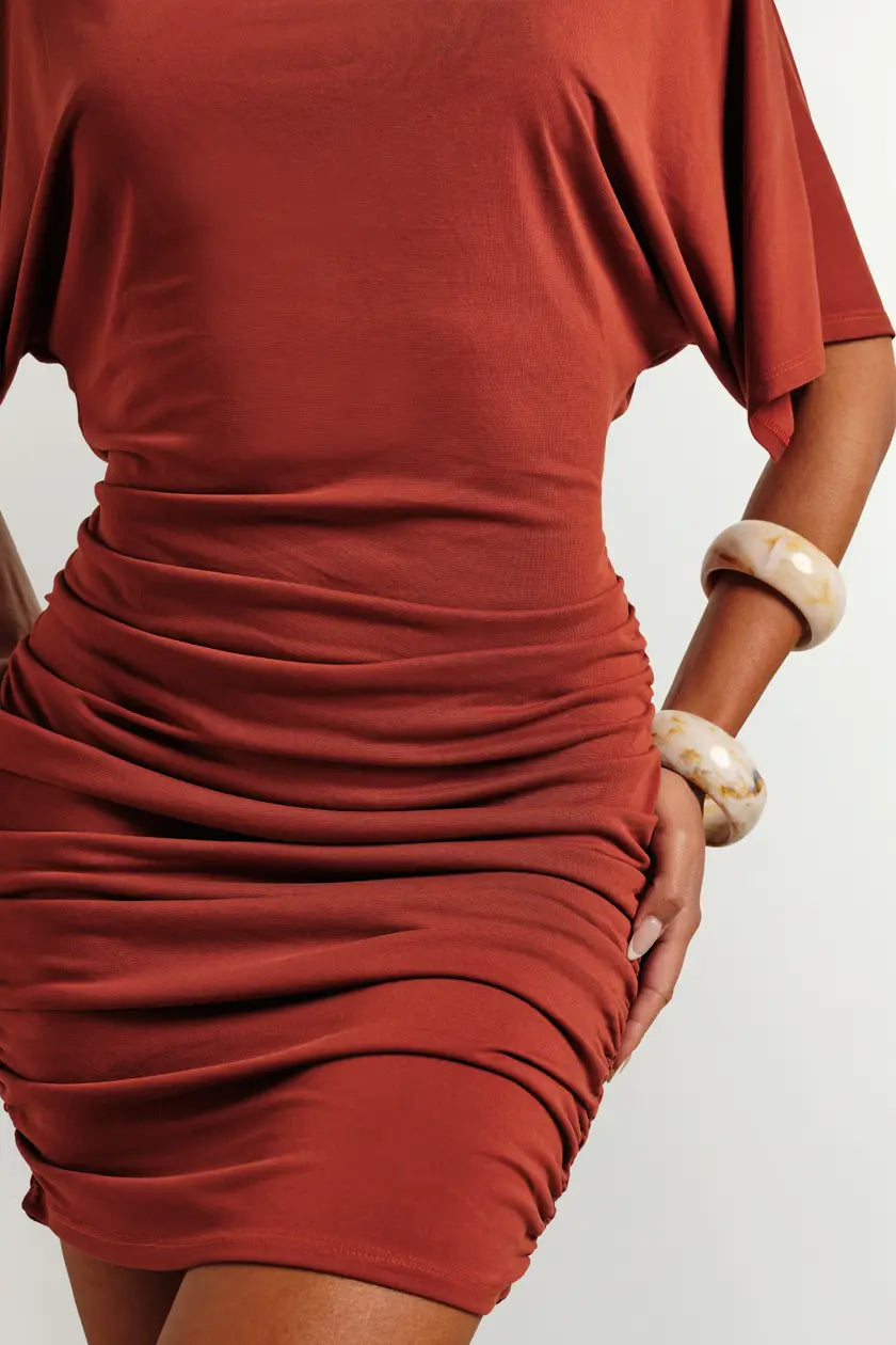 Modal Super Soft Ruched Side Relaxed Fit Mini Dress