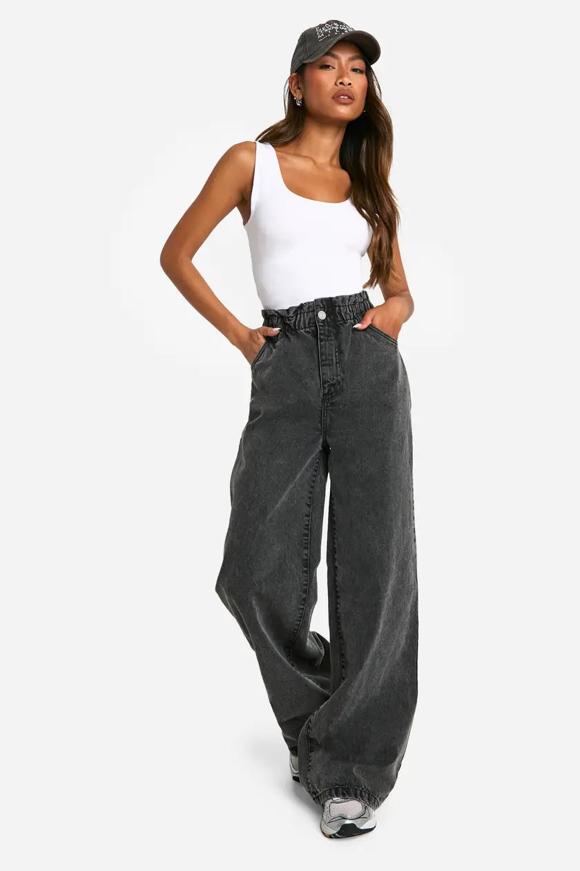 Elasticated Waistband High Waist Wide Leg