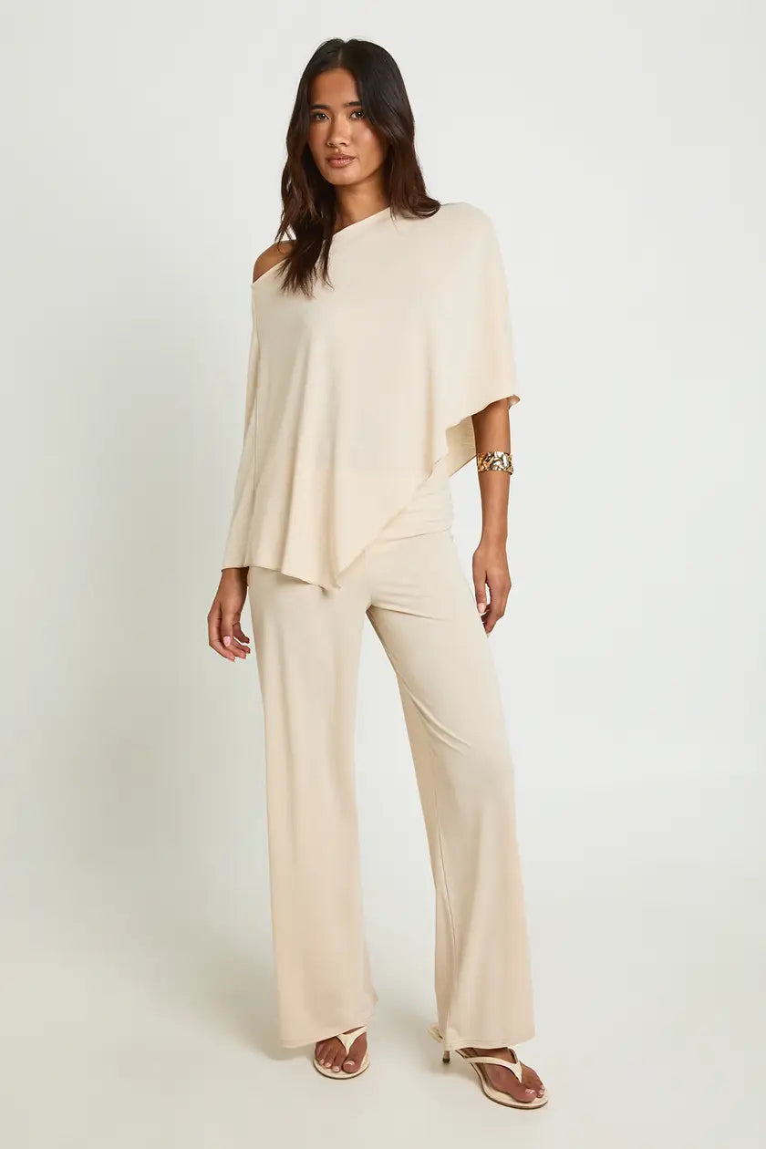 Off The Shoulder Cape Top and Wide Leg Trouser Coord