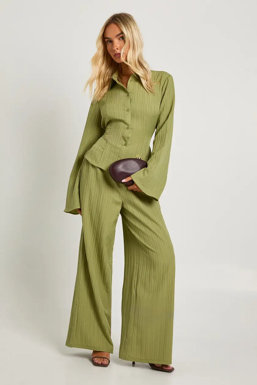 Textured Tie Back Shirt & Trouser Co-ord