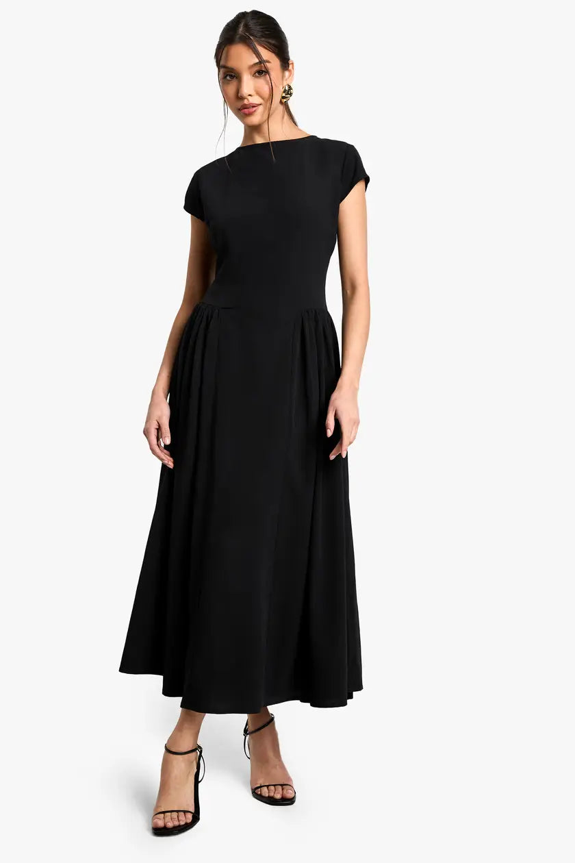 Textured Volume Skirt Midaxi Dress