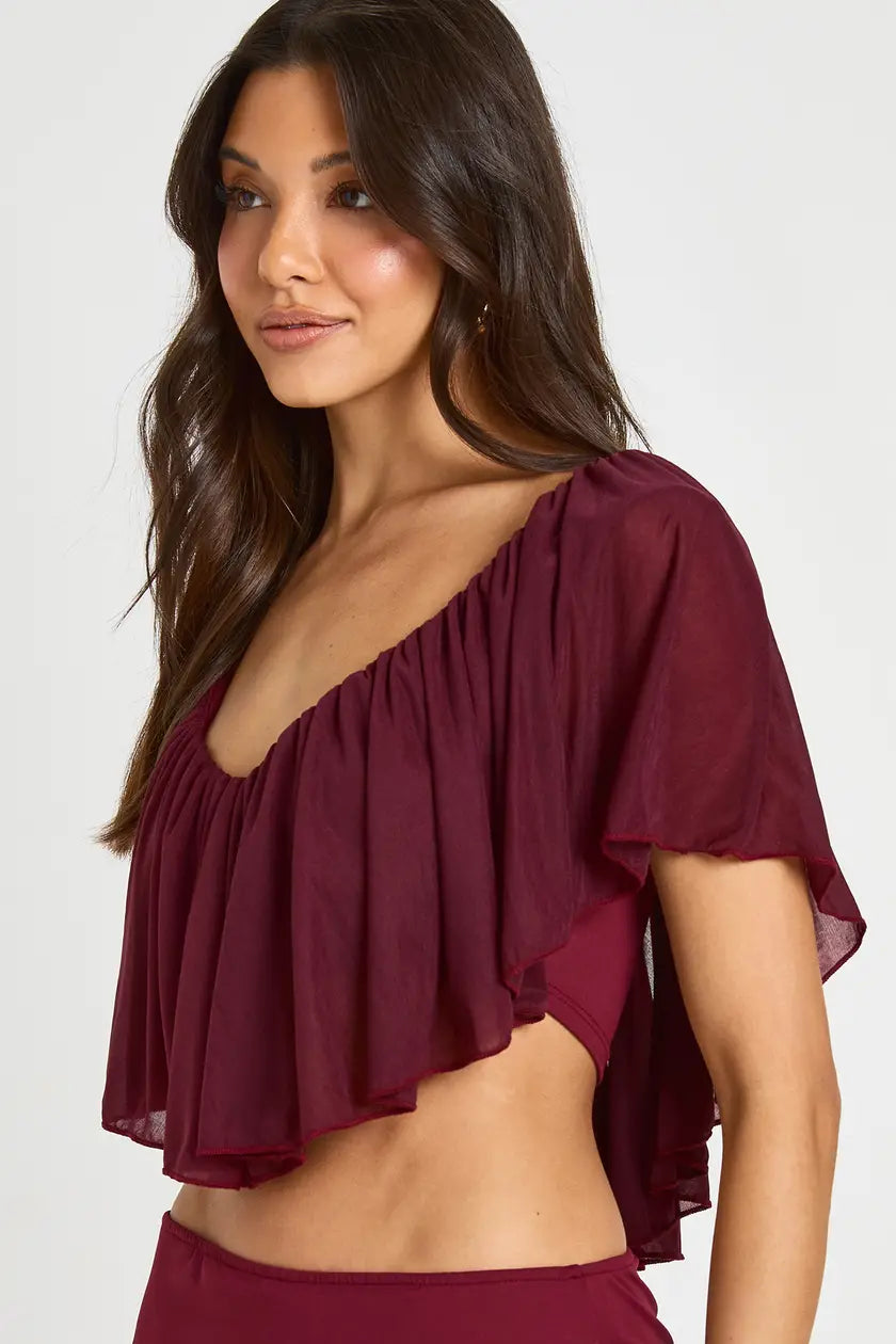 Frill Detail Plunge Top